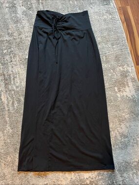Eddie Bauer Black Drawstring-Waist Maxi Skirt